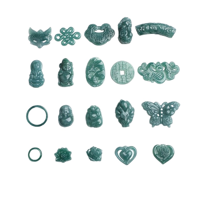 Beading - 2 pièces, jadeite bleu naturel, cœur